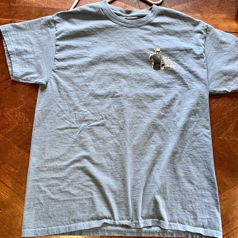 Vintage Light Blue John Wayne Western Large Short Tee Shirt